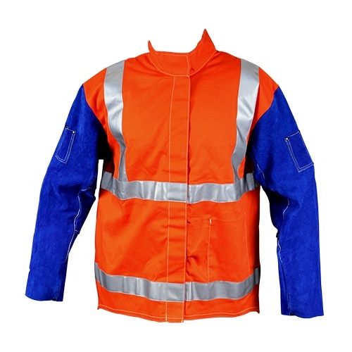 5 x Large PROMAX HV2 Welding Jacket - Hi-Vis w/ Leather Sleeves + Harness Flap