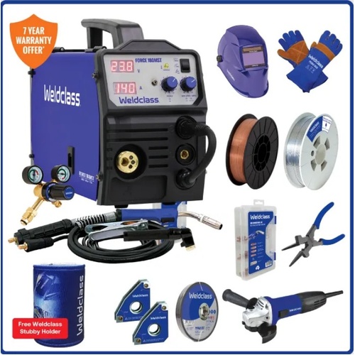 Weldclass Weldforce 180MST 180Amp MIG, ARC & TIG Welder Bundle