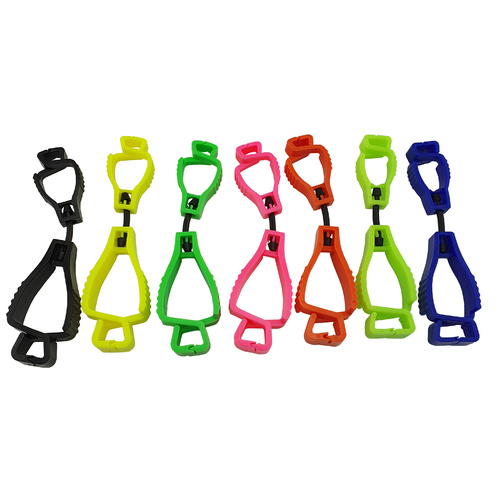 10 x Glove Clips BULK PACK - Various Colours - Interlock Design Clip 