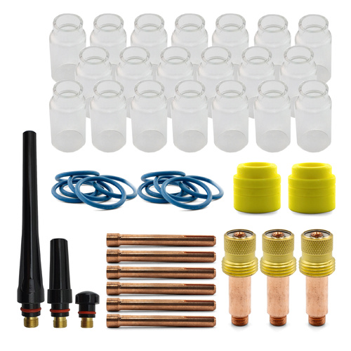 46 piece Pyrex Glass TIG cup combo 20 cup mega value kit 1.0mm to 2.4mm - WP17/18/26